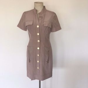 Andrew Marc - Taupe Military Shirt Dress Size 2 - image 1